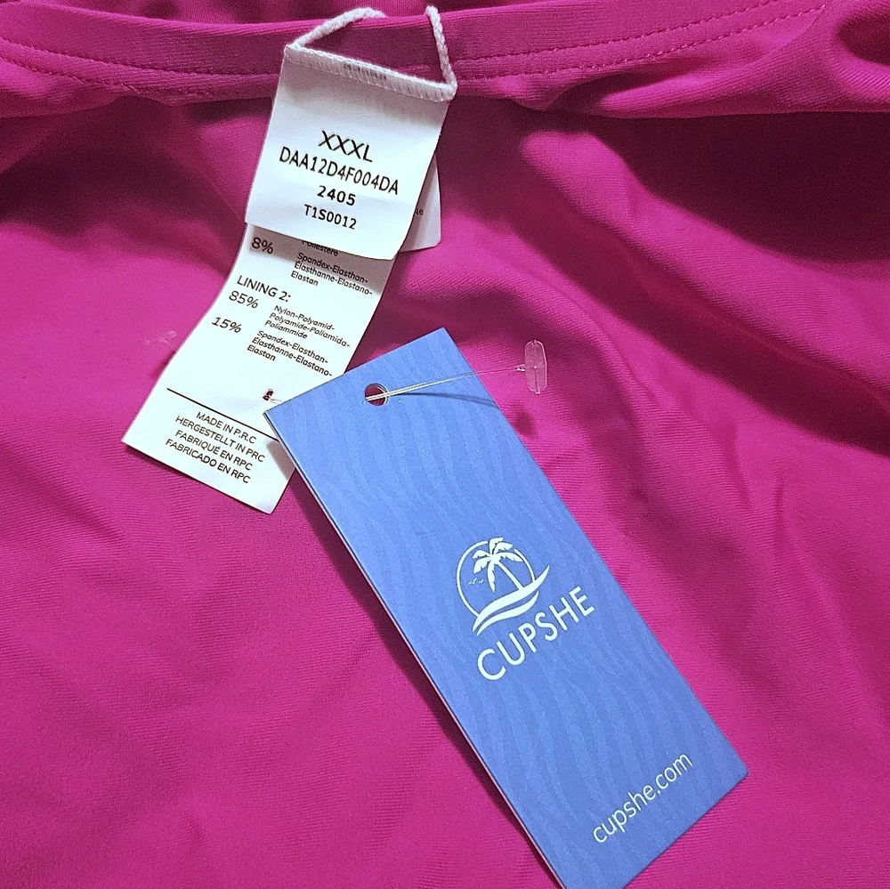 CUPSHE 2pc Tankini With Reversible Bottoms Fushia Pink & Black XXXL NWT